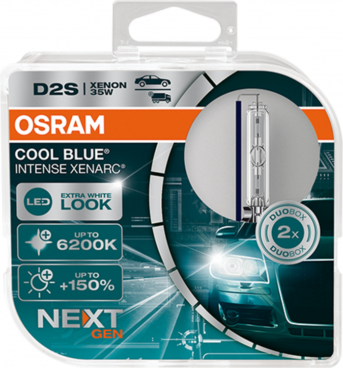 OSRAM D2S 12V+24V 35W XENARC COOL BLUE INTENSE NextGen. 6200K +150% 2Set - 2 Stück